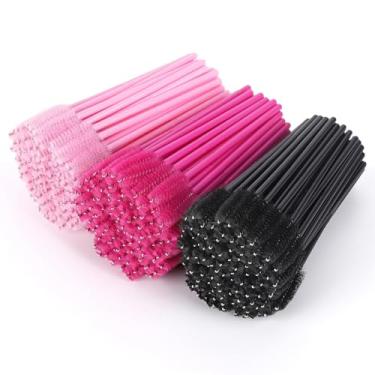 Imagem de Tbestmax 300 varinhas de rímel descartáveis para extensão de cílios para extensão de cílios de sobrancelha, kits de aplicadores de pincéis de maquiagem - 3 cores