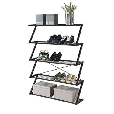 Imagem de Lss9azznmm Sapateiras de 5 níveis, organizador de armazenamento de metal, prateleiras em forma de Z para armazenamento de sapatos, organizador de livros, estrela da luz (A)