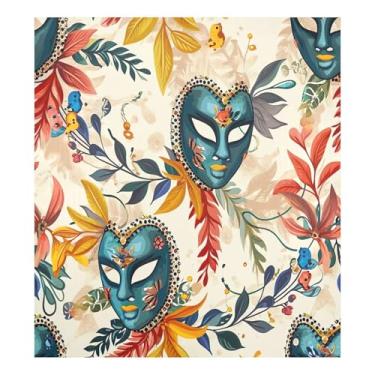 Imagem de Blueangle Capa de ímã de lava-louças padrão de máscaras de carnaval, decoração de capa de lava-louças frontal, adesivos de eletrodomésticos, adesivos de eletrodomésticos, 58 cm C x 66 cm adesivo