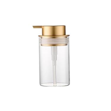 Imagem de Dispensadores de sabonete, dispensador de sabão de vidro transparente com bomba de plástico dourado, dispensador de sabão de banheiro recarregável para sabonete, detergente de louça, sabonetes