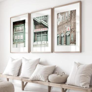 Imagem de Pintura em tela 3 peças Fen-way Park Prints Cartazes Bo-ston Prints Imagens de arte de parede para sala de estar quarto casa decoração de casa de fazenda com moldura interna de madeira