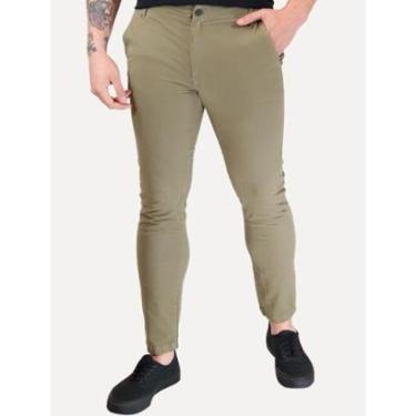 Imagem de Calça Aramis Masculina Chino Sarja Classica Button Verde Militar-Masculino