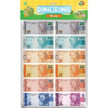 Imagem de Brinquedo Dinheirinho Infantil com 48 Notas Educativas - SEM VALOR
