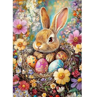 Imagem de ossomo Kits de pintura de diamante para adultos, DIY 5D broca completa coelhinho da Páscoa com ovos kits de arte de diamante imagens de pontos de diamante perfeitos para relaxamento e decoração de