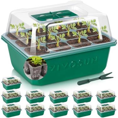 Imagem de VIVOSUN Kit de Bandejas de Sementes, 12 Pacotes, 144 Células, Verde, Indoor