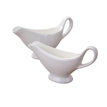 Imagem de Molho de porcelana branca de porcelana óssea de pimenta preta inclui 2 molheiras, 2 capacidades: jarra de molho de 80 ml/130 ml