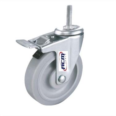Imagem de Rodizio Espiga Giratorio 4'' Cinza 110kg Freio Traseiro Ea10100ft Acm 