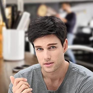 Imagem de KIMISS Peruca Curta Encaracolada Preta para Homens – Cosplay, Halloween e Uso Em Festas, Peruca de Cabelo Sintético Resistente Ao Calor para Namoro e Estilo Diário