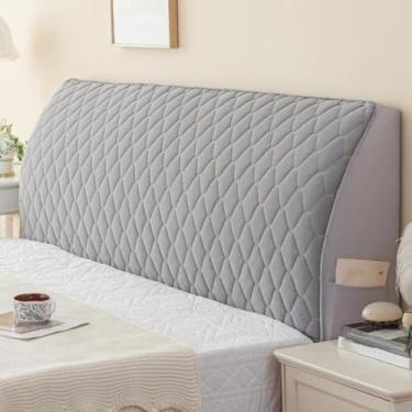 Imagem de Cabeceira completa estofada, capa protetora para cabeceira, lavável na máquina e resistente a rugas, para decoração de quarto, dormitório e aluguel de casa - cinza claro||150 cm