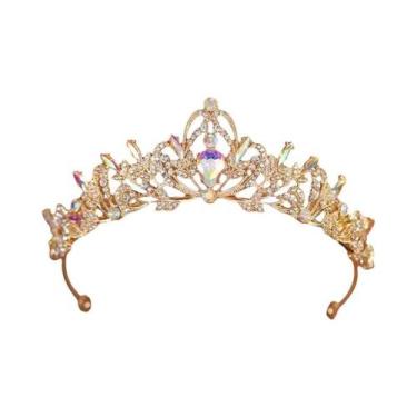 Imagem de Coroa De Noiva Dourada Clássica Para Mulheres, Tiara De Aniversário, J