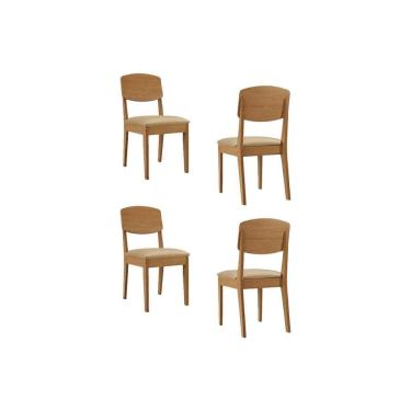 Imagem de Cadeira de Cozinha Havana Kit 4 Un Naturalle/Suede Creme - Rufato