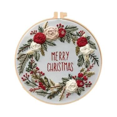 Imagem de Kit De Bordado DIY Para Guirlanda De Flores De Árvore De Natal, Com Te