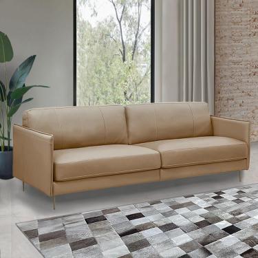 Imagem de Sofá Decorativo Anthony 4 Lugares Sala de estar 270cm Pés em Aço Couro Nude G88 - Gran Belo