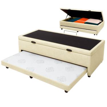 Imagem de Bicama Com Baú Solteiro Viena Nature Bege 88x188