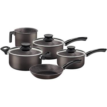 Imagem de Jogo De Panelas Tramontina Paris Em Alumínio Com Antiaderente Starflon Max Chumbo 5 Peças 28599601