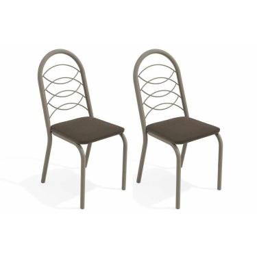 Imagem de Cadeira Sala De Jantar Holanda 2c009nk Aço Kit 2 Uni Niquel/marrom 21 - Kappesberg