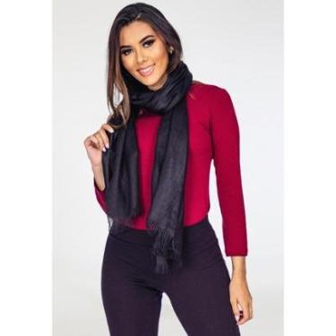 Imagem de Echarpe Lenço Feminino Liso Panamá Preto - Único-Feminino