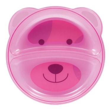 Imagem de Prato Buba Infantil Rosa com Formato de Urso Divertido, Rosa, Ursinho