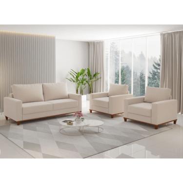 Imagem de Conjunto Sofa Living Linho 180cm Vicente com 2 Poltrona Viana Viero