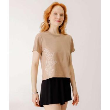 Imagem de Blusa Feminina Manga Curta Marisa Marrom-91008, Marrom, P