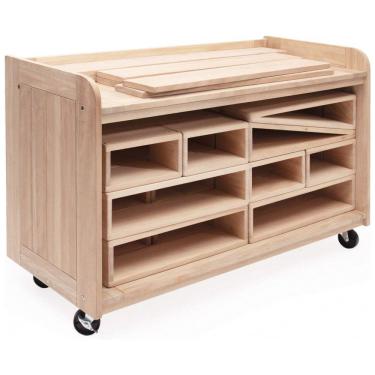 Imagem de Carrinho de armazenamento Guidecraft Outdoor Hollow Blocks madeira eucalipto, rodas giratórias com trava, para blocos de montar externos