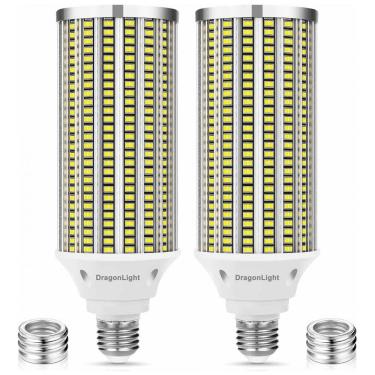 Imagem de Lâmpada LED tipo corn DragonLight 120W, 14.400 lúmens, luz branca 5000K, base E26/E39, uso interno e externo, pacote com 2, 110V