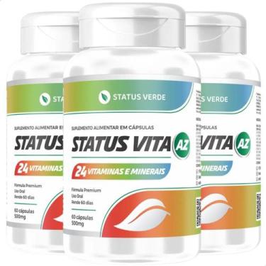 Imagem de 3 Potes Multivitaminico Status Vita 24 Vitaminas Kit 180 Cáps - Suplem