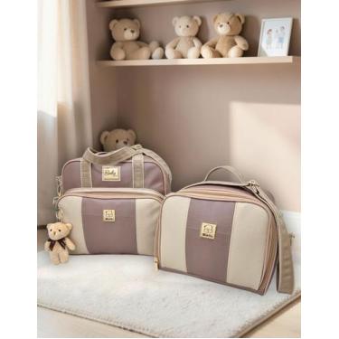 Imagem de Kit Bolsas Maternidade Média e Térmica Bebê Enxoval Menina Menina + Tr
