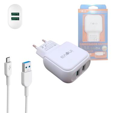 Imagem de Carregador Completo Rápido 02 Portas Usb 3.1a Cabo V8