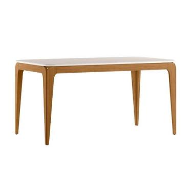 Imagem de Mesa de Jantar Retangular com Tampo de Vidro Aurea Off White e Ypê 160