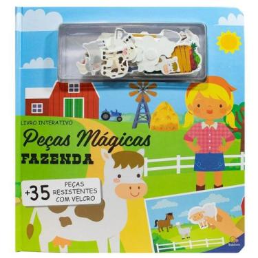 Imagem de Livro Fazenda 35 Peças Mágicas Com tiras autocolantes Infantil TodoLiv