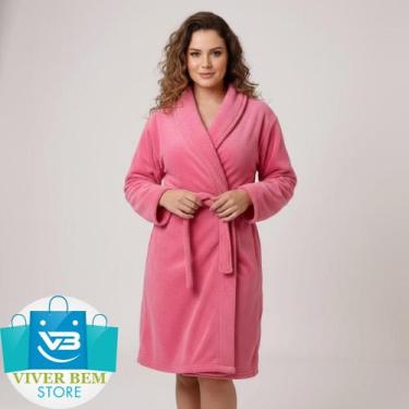 Imagem de Roupão Microfibra Premium super macio Unissex Cor:PinkTamanho:G - Vive