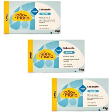 Imagem de Kit 3 sabonetes em barra baby karitê joao e maria 75g cimed - João E M