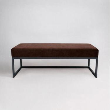 Imagem de Puff para Quarto 140x40cm Veludo Ted Marrom/Preto