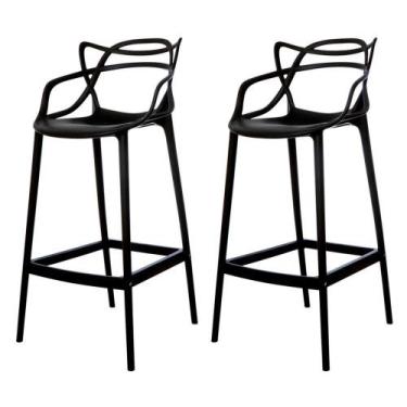 Imagem de Kit 2 Banquetas Allegra Preta Polipropileno Cozinha Bistrô Bancada - W