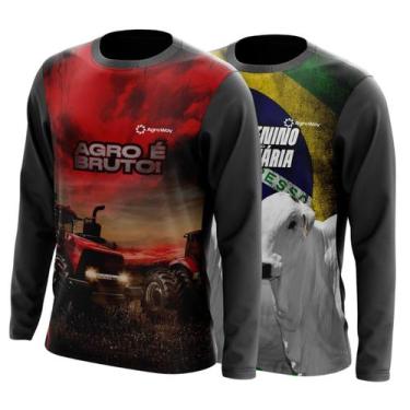 Imagem de Combo 2 Camisas Agro Masculinas Manga Longa Proteção Uv Respirável Col