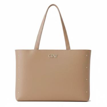 Imagem de Bolsa Sacola Grande De Ombro Feminina Alça Resistente - CINF, Amêndoa
