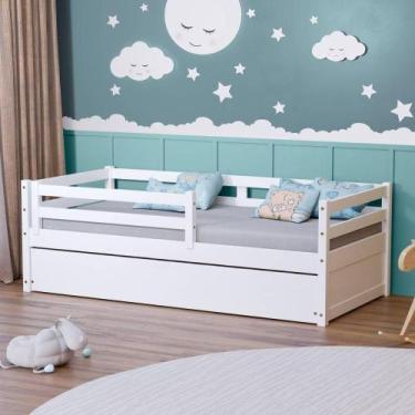 Imagem de Bicama Solteiro Dreams Com Grade De Proteção Madeira Maciça Branco Meg