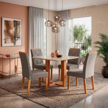 Imagem de Sala de Jantar Mesa Flora Quadrada MDF/Vidro com 4 Cadeiras Fernanda W