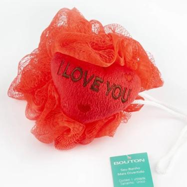 Imagem de Esponja de Banho Carinhas Coração com Corda em Nylon 100% Polietileno 01 Peça Vermelho Bouton
