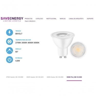 Imagem de Lâmpada LED Dicroica SE-130.3000 4,8W 6500K GU10 Bivolt com Fluxo 400LM e Ângulo 60 gra...