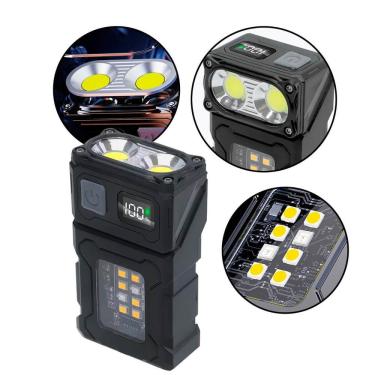 Imagem de Lanterna Tática Led Multifuncional Ângulo Ajustável com Luz Lateral Visor Digital e Função Power Bank Preto B-Max