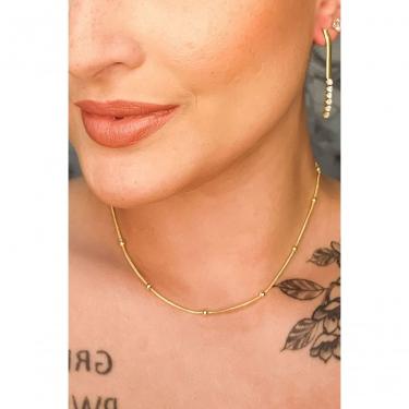 Imagem de Choker Floratta Joias com Bolinhas Banhado em Ouro 18k 25CM Extensor 7,5CM Dourado Femi...