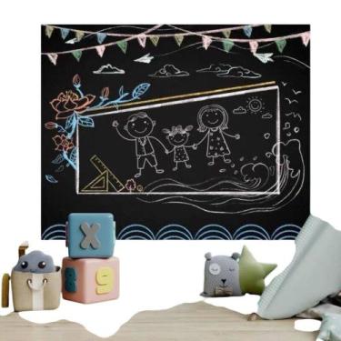 Imagem de Papel de Parede Adesivo PVC 2 Metros Com 5 Giz Coloridos Escrever Dese