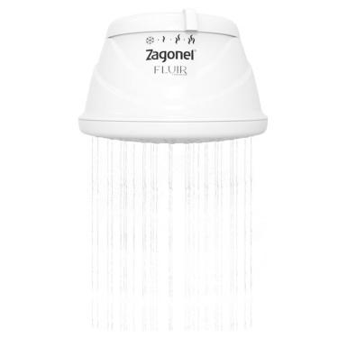 Imagem de Ducha Elétrica Fluir Multitemperaturas 5500W com Grande Espalhador 16,5cm Branco 110V