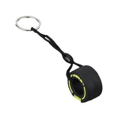 Imagem de Chaveiro: pneu de PVC, borracha macia, design de roda de carro, amarel