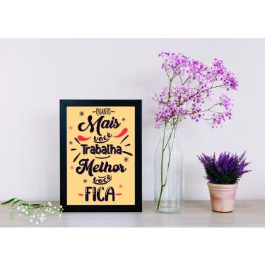 Imagem de Quadro Decorativo Trabalhe! Frases Motivacionais Retangular 20X30 em Madeira com Vidro...