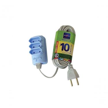 Imagem de Extensão Elétrica Sort PL Cordão 10m para Conexão de 1 a 3 Plugues 2 Polos 10A 250V~ Sortida Daneva