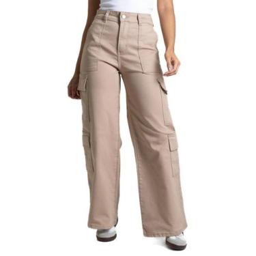 Imagem de Calça Sarja Sawary Wide Leg Petit - 282418 - begebr 38, Bege, 38