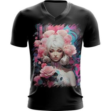 Imagem de Camiseta Gola V Mulher de Rosas Paixão 20 - Kasubeck Store®, P